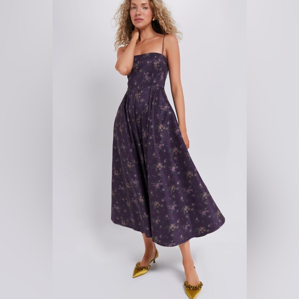 Tuckernuck Purple Strapless Floral Midi Dress